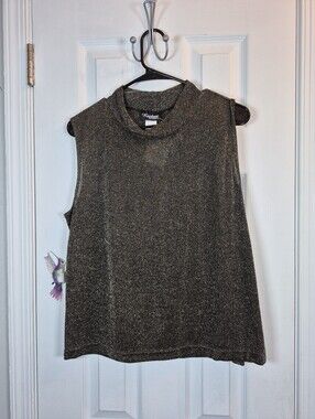 Vintage Rapture Apparel M Gold Metallic Mock Neck Top Party Summer Ceremony